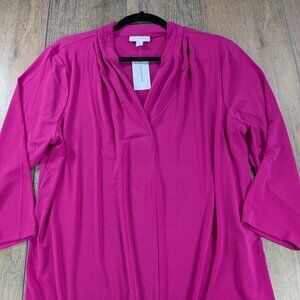 Charter Club Top Womens XL Pink 3/4 Sleeve Liquid Knit Stretch Preppy NWT